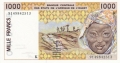 West African States 1000 Francs, 1991